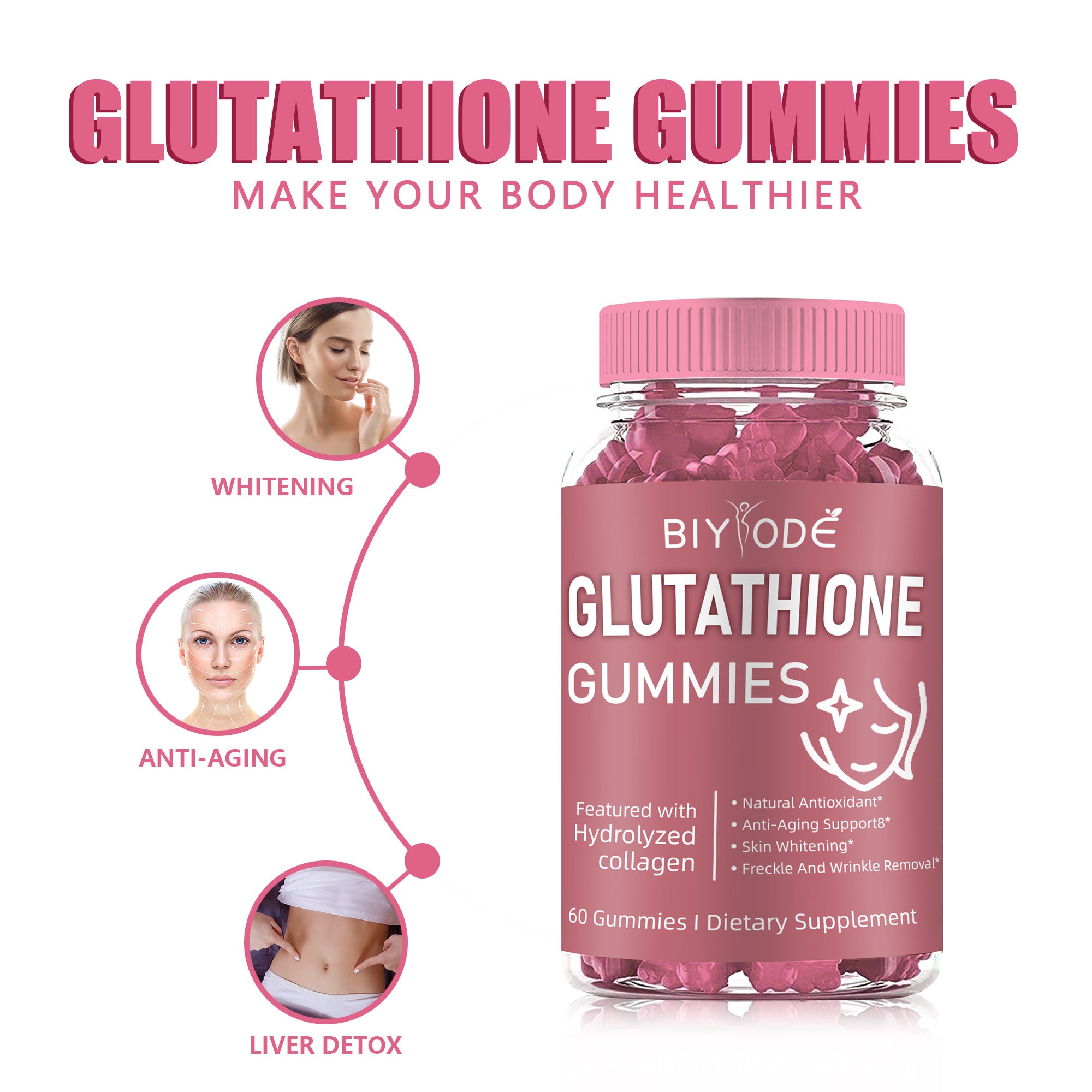 BIYODE Glutathione Collagen Gummies for Dark Spot, 60 Pieces/Bottle Ko BIYODE Glutathione Collagen Gummies for Dark Spot, 60 Pieces/Bottle Ko