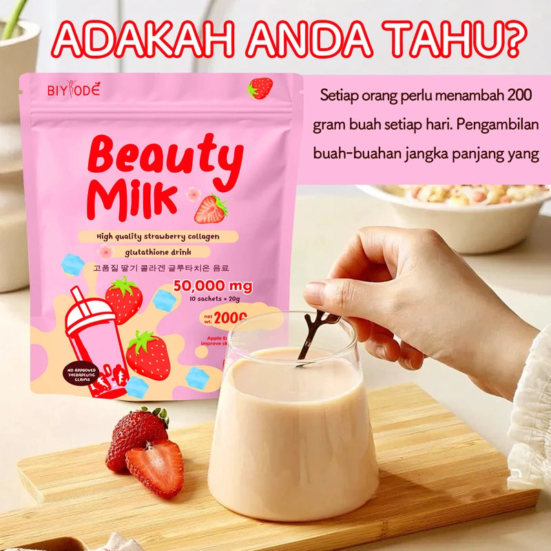 BIYODE Strawberry Collagen & Glutathione Beauty Milk Drink